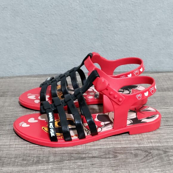 Grendene‎ Kids Disney Minnie Mouse Sandals Size 1 US Red Black Strappy - Picture 3 of 11
